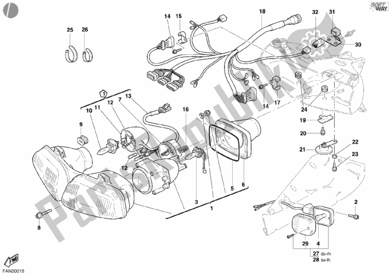 Toutes les pièces pour le Phare du Ducati Superbike 998 R 2002